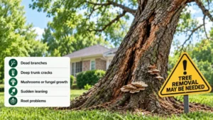 Tree with signs it needs removal